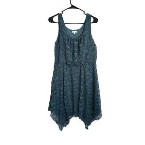 AUW As U Wish Secret Charm Green Lace Dress NWT Size XL Handkerchief Hem